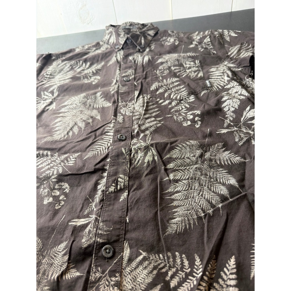 Eddie Bauer Mens M Brown Cotton Fern Print Short Sleeve Shirt - Picture 3 of 14